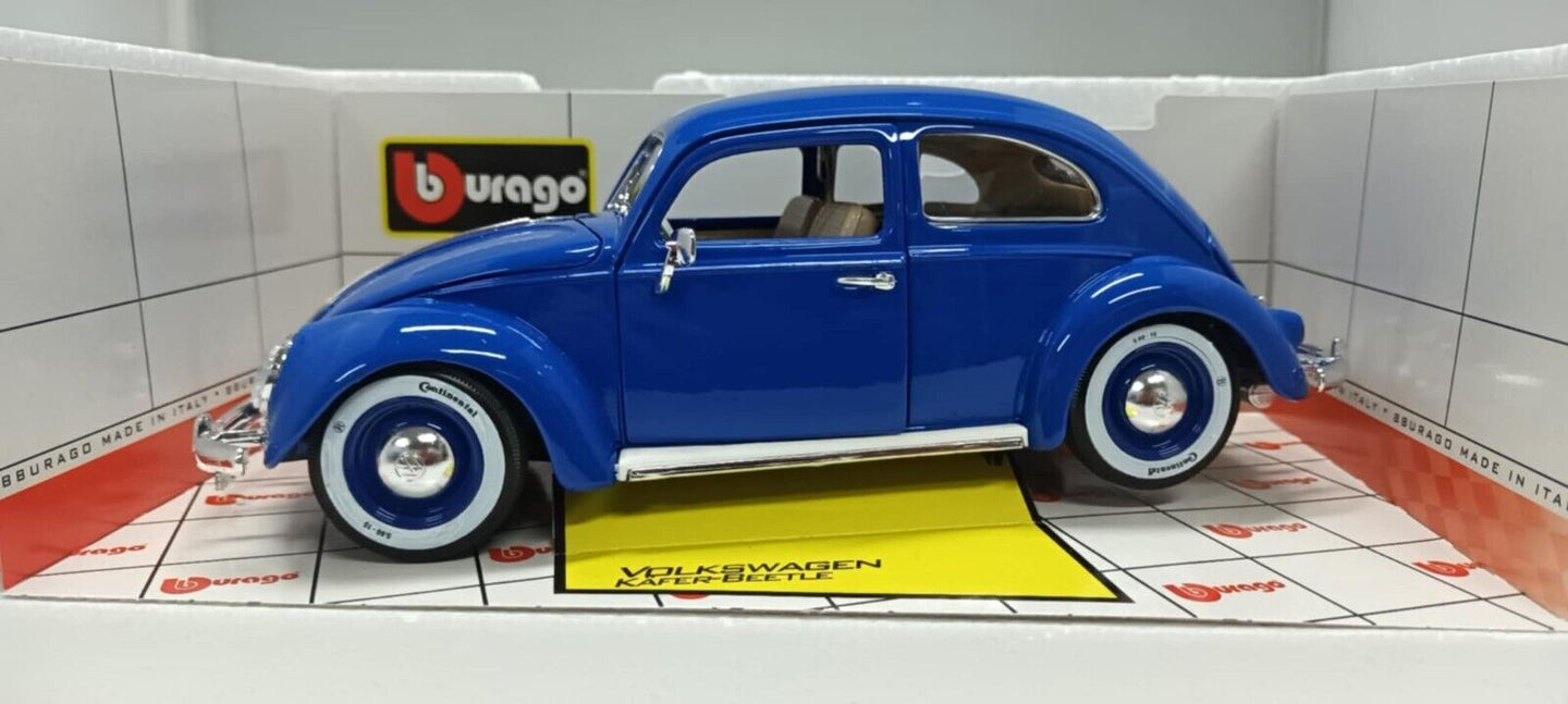 Volkswagen Kafer Beetle Maggiolino 1955 Blu Blue Burago 1:18 Usato Made in Italy
