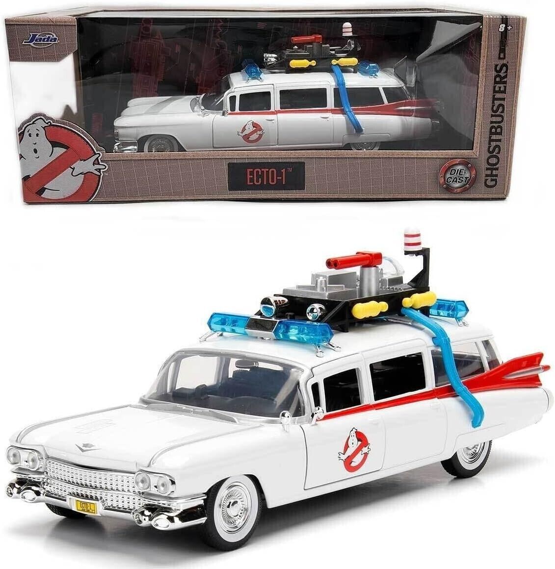 Ghostbusters Car Ecto-1 Auto Film Jada Hollywood Rides 1:24 Nuovo 1/24