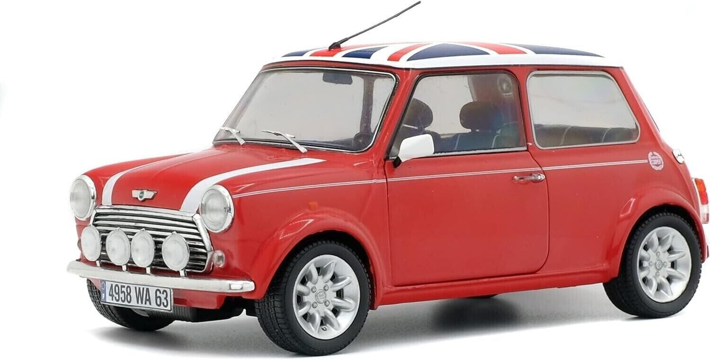 Mini Cooper Sport Pack 1.3i 1997 Solido 1/18 Redfire & Flag Bandiera UK Rosso