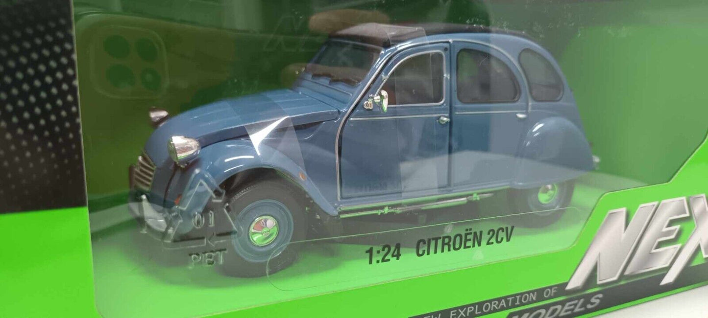 Citroen 2CV 2 CV 1975 Blu Blue Welly 1:24 Nuovo 1/24