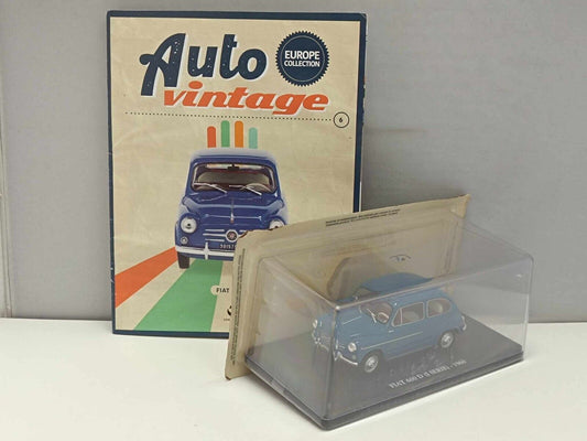 Fiat 600 D Prima Serie 1960 Blu Blue Edicola Auto Vintage 1:24 Nuovo + Fascicolo