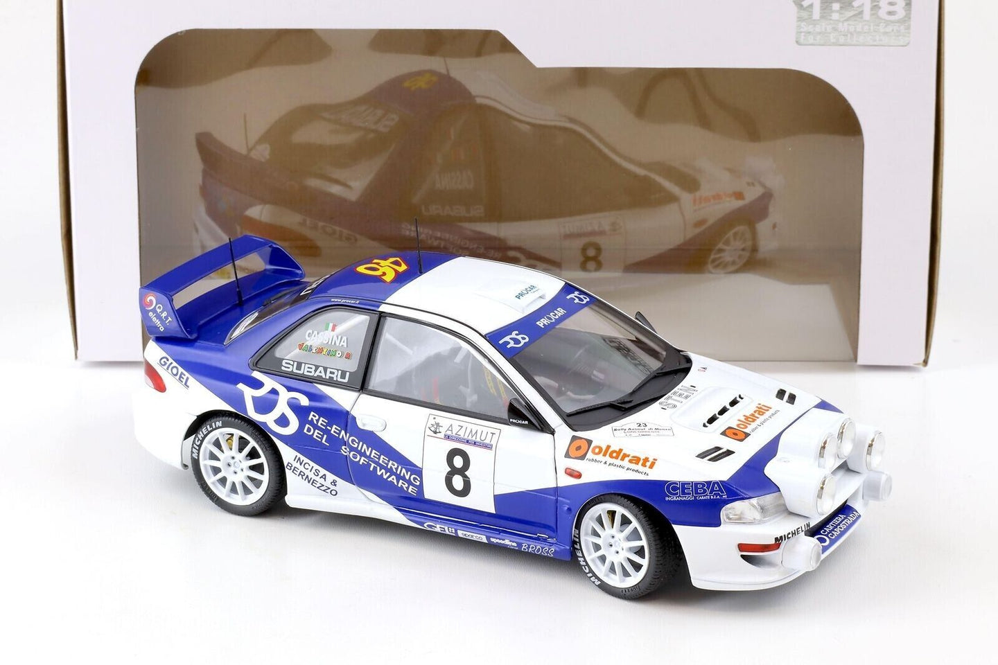 Subaru impreza s5 wrc rally azimut di monza 2000 v.rossi solido 1:18