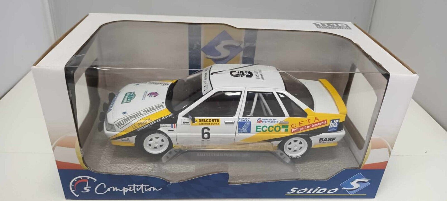 Renault 21 Turbo GrA Rallye Charlemagne 1991 Rats - Menard #6 Solido 1:18 Nuovo