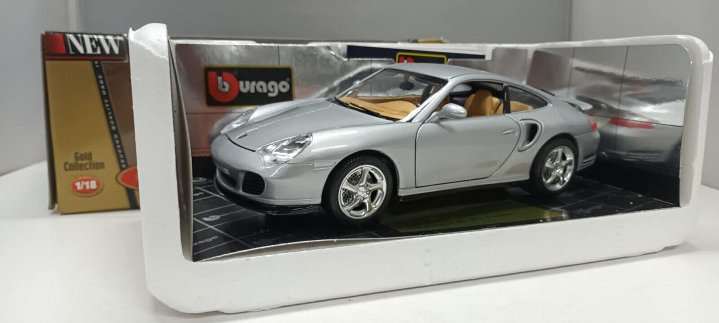 Porsche 911 Turbo 1999 Silver Burago Bburago 1:18 Made in Italy Usato 1/18
