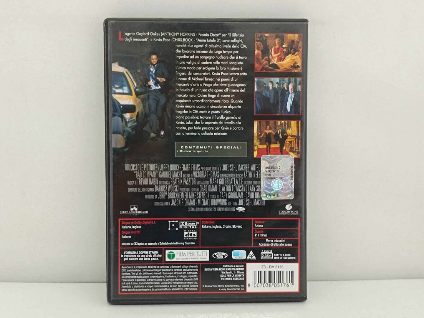 Bad Company Protocollo Praga Film DVD Usato Italiano Anthony Hopkins Chris Rock