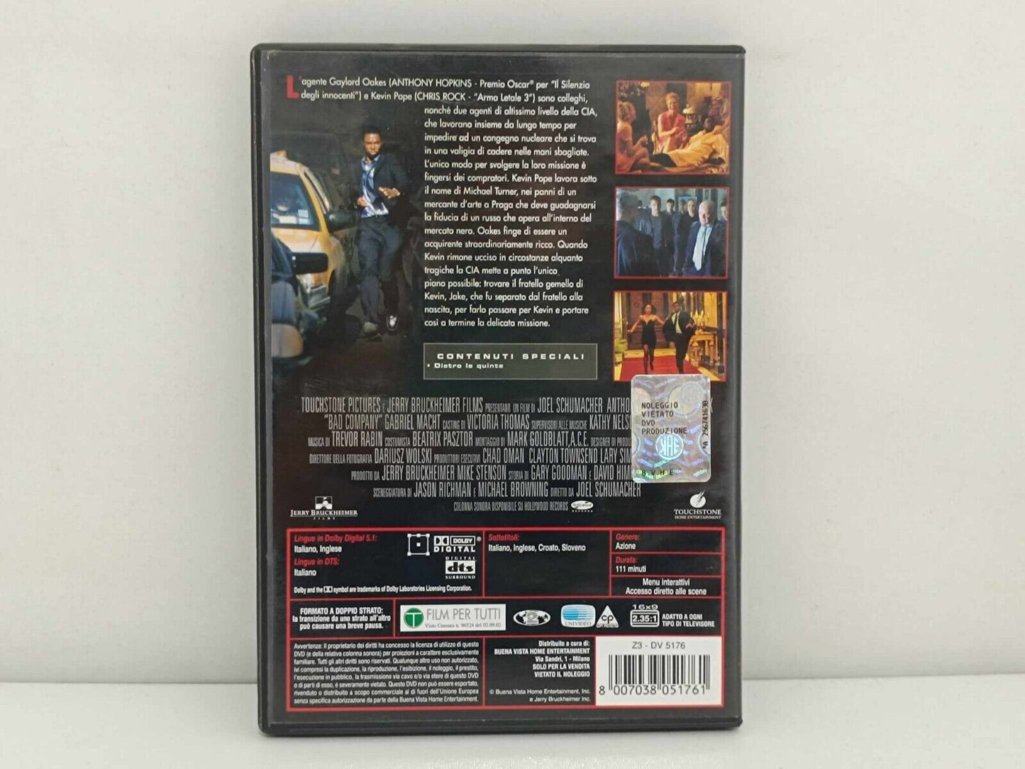 Bad Company Protocollo Praga Film DVD Usato Italiano Anthony Hopkins Chris Rock