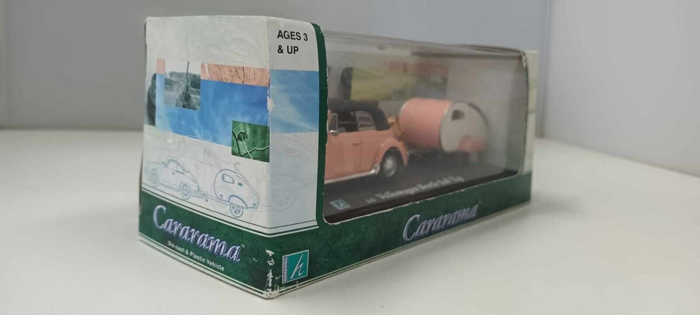 Volkswagen Beetle Soft Top Cararama 1/43 Rosa + Box Teca GM Shop