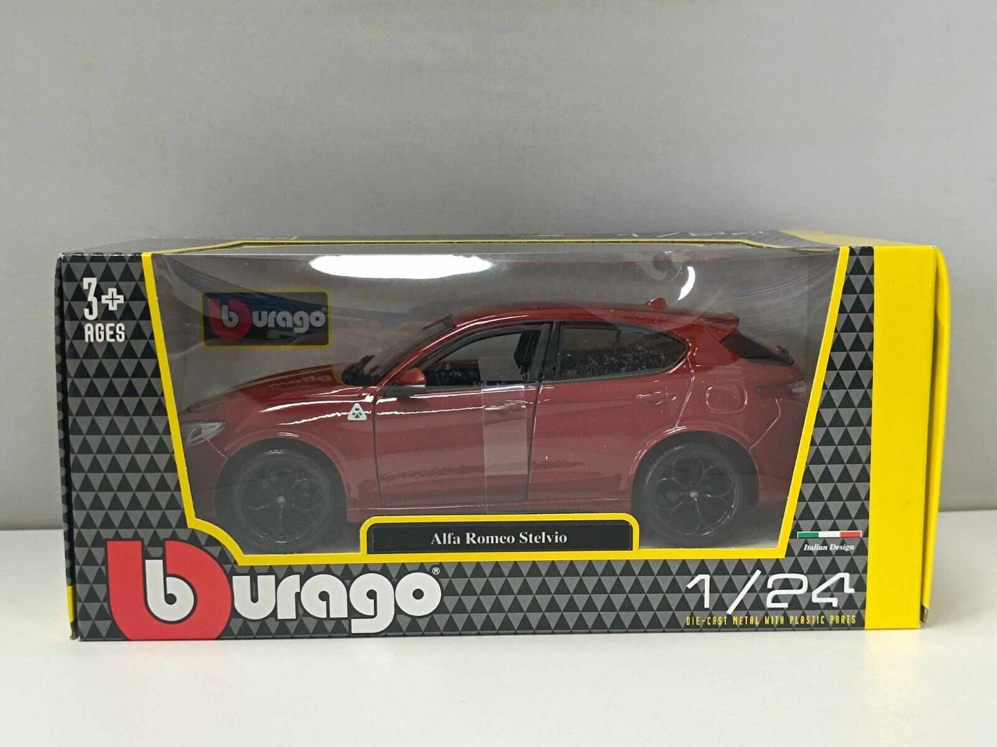 Alfa Romeo Stelvio Burago 1:24 Rosso Metallizzato Nuovo