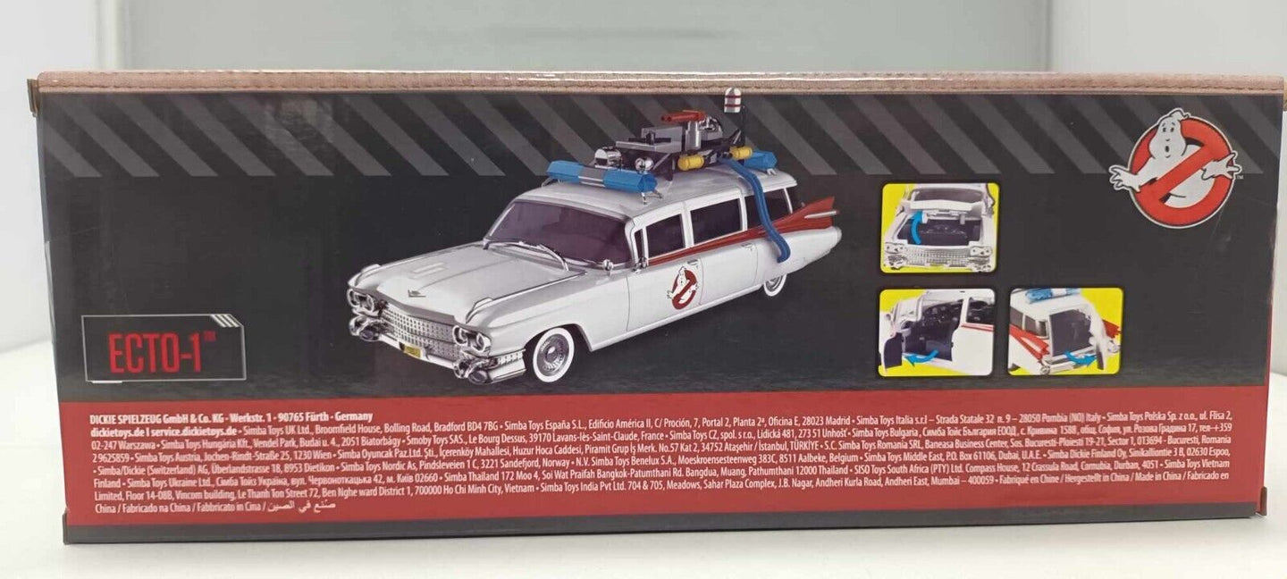 Ghostbusters Car Ecto-1 Auto Film Jada Hollywood Rides 1:24 Nuovo 1/24