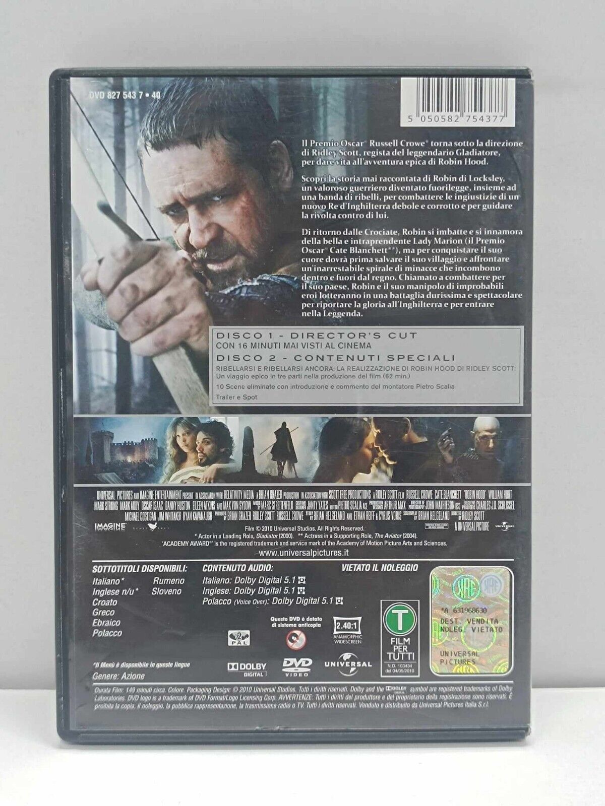 Robin Hood Film DVD Italiano Ita Usato Russell Crowe 2 Disc Special Edition Rare
