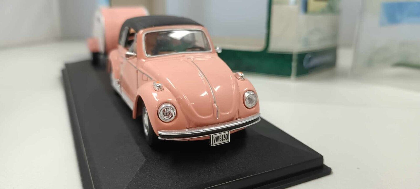 Volkswagen Beetle Soft Top Cararama 1/43 Rosa + Box Teca GM Shop