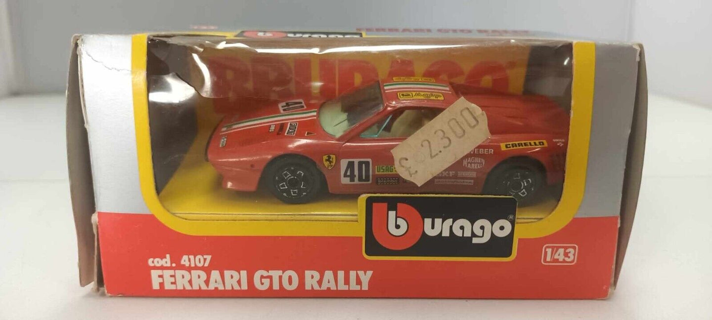 Ferrari GTO Rally Burago 1:43 Cod. 4107 Vintage Usato + Box