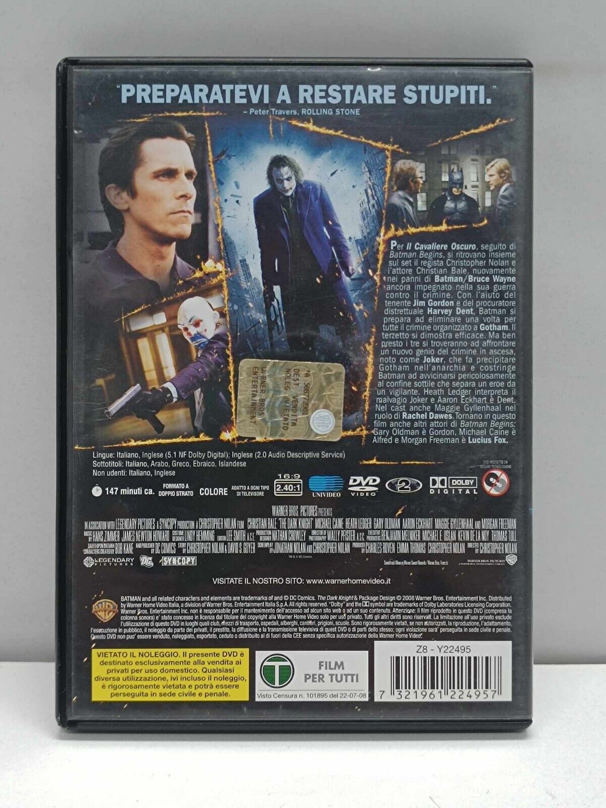 Batman Begins Il Cavaliere Oscuro Trilogia Nolan Film DVD Italiano Usato Ita