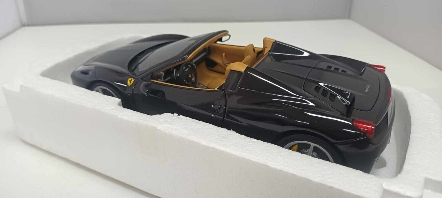 Ferrari 458 Spider Nero Black Hot Wheels Elite 1:18 Usato + Box Hotwheels Rare