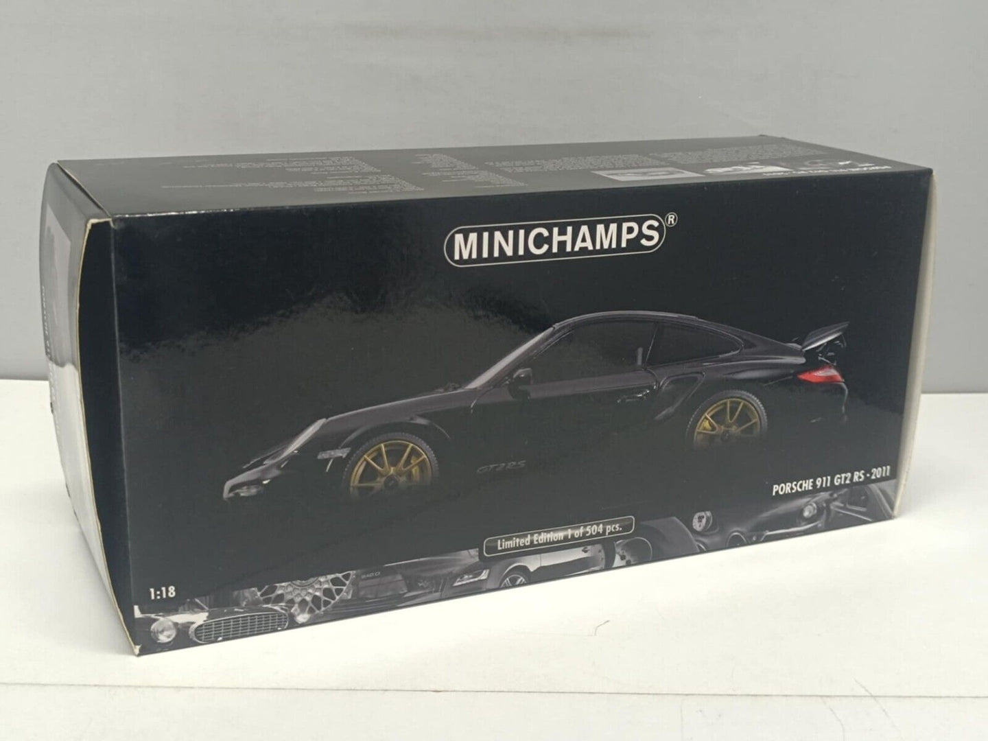 Porsche 911 GT2 RS 2011 Black With Gold Wheels Minichamps 1:18 Usato + Box Rare