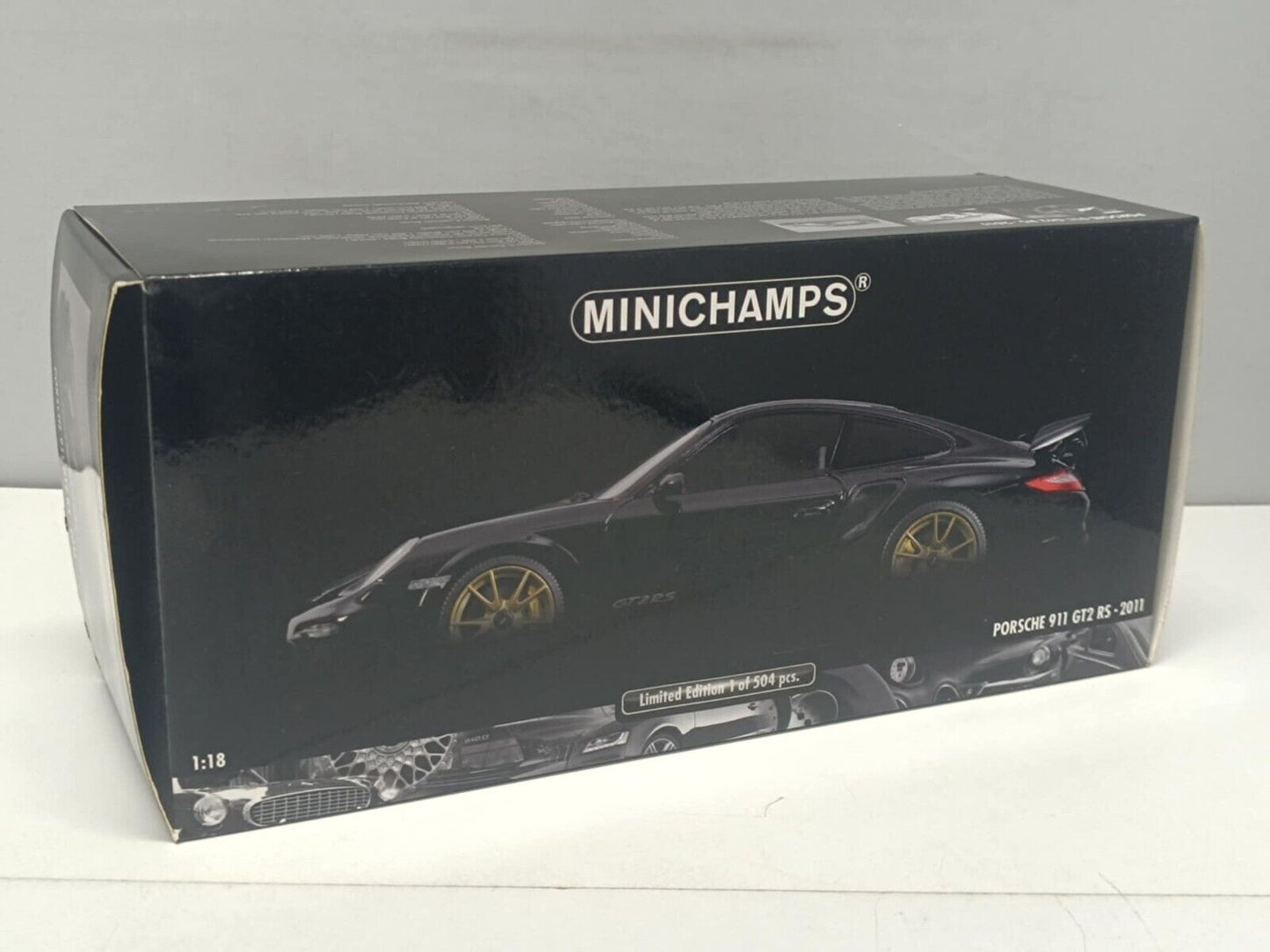 Porsche 911 GT2 RS 2011 Black With Gold Wheels Minichamps 1:18 Usato + Box Rare