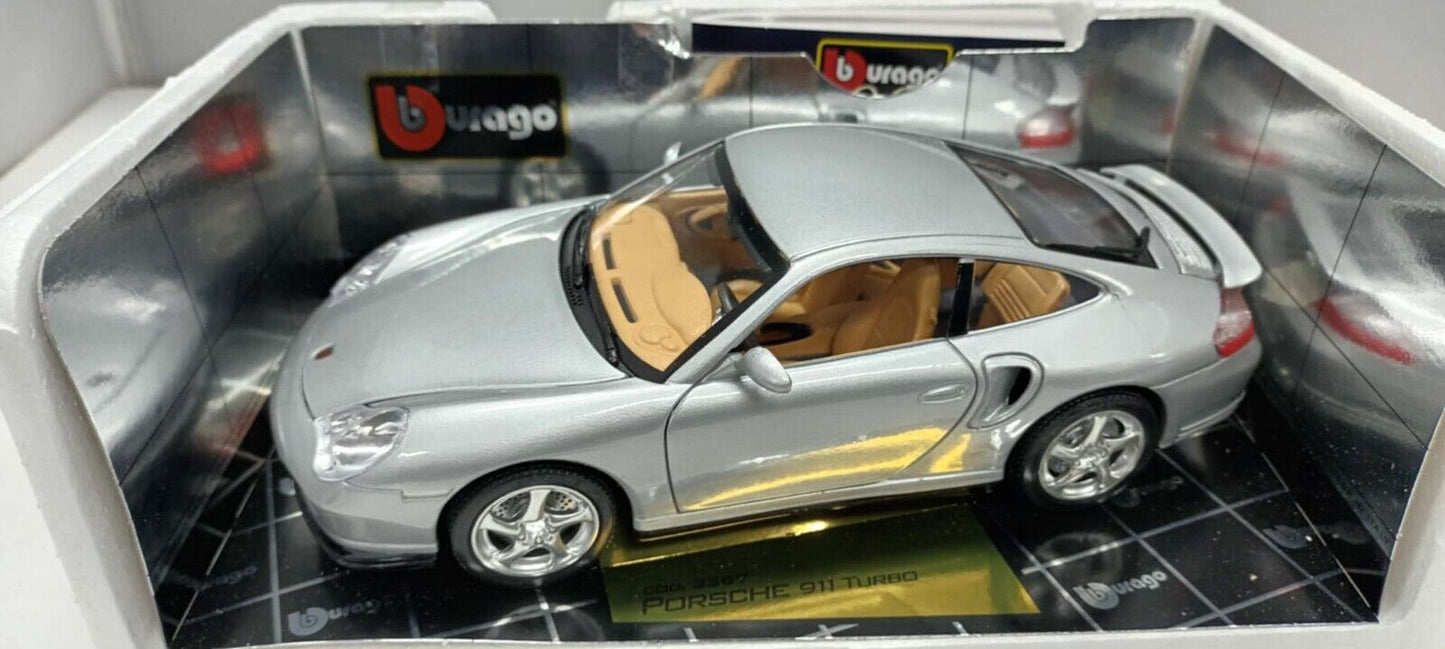 Porsche 911 Turbo 1999 Silver Burago Bburago 1:18 Made in Italy Usato 1/18