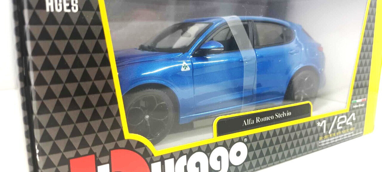 Alfa Romeo Stelvio Quadrifoglio Burago 1:24 Blu Misano Nuovo