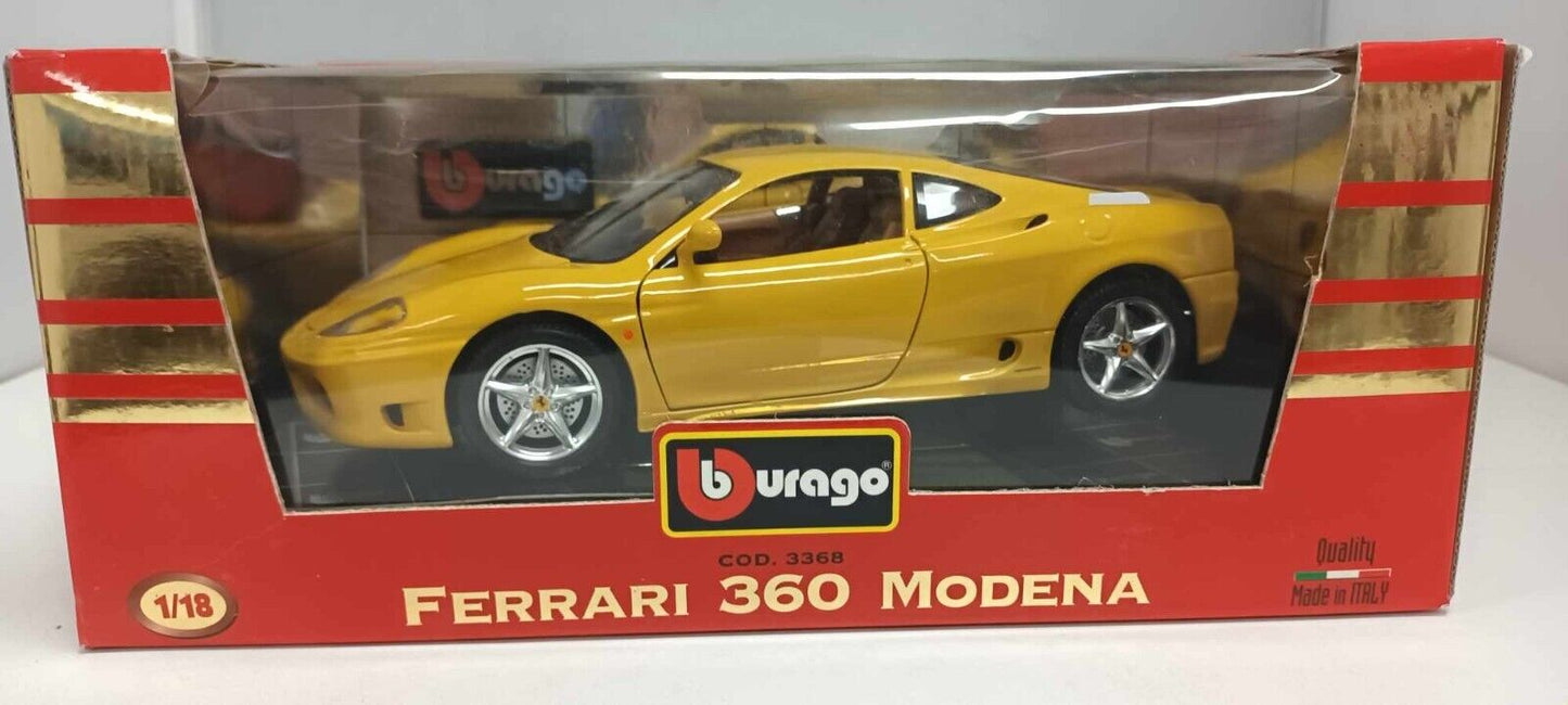 Ferrari 360 Modena Giallo Yellow Burago 1:18 Usato + Box Made in Italy - 1/18