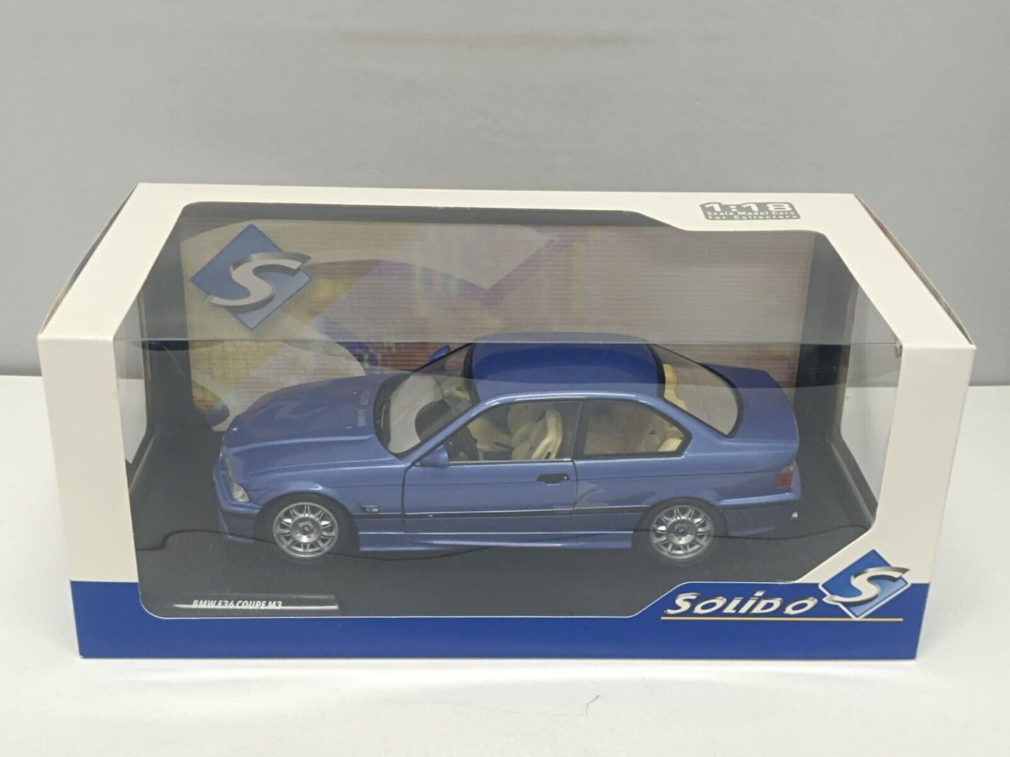 BMW E36 E 36 Coupé M3 Blue Blu Estoril 1990 Solido 1:18 Nuovo 1/18