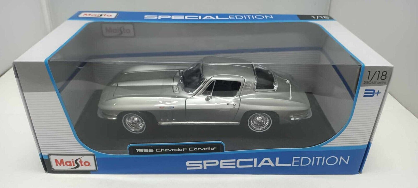 Chevrolet Corvette 1965 Silver Maisto 1:18 Nuovo 1/18