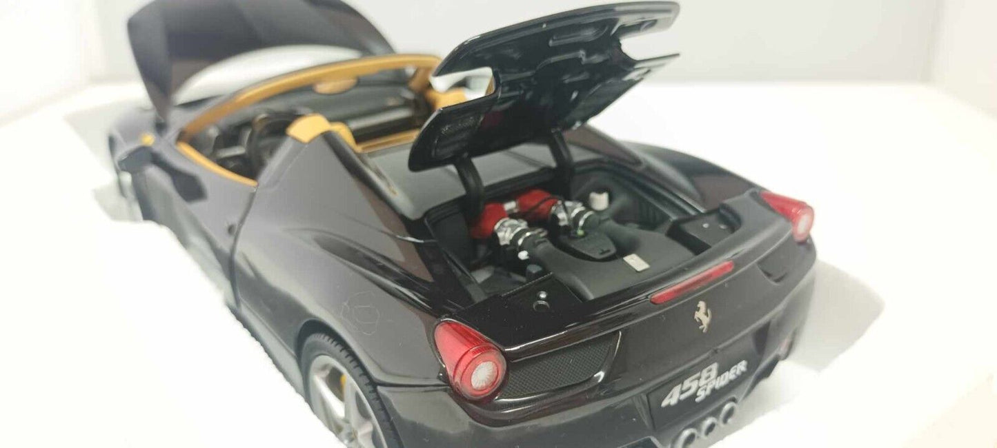 Ferrari 458 Spider Nero Black Hot Wheels Elite 1:18 Usato + Box Hotwheels Rare