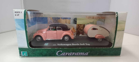 Volkswagen Beetle Soft Top Cararama 1/43 Rosa + Box Teca GM Shop
