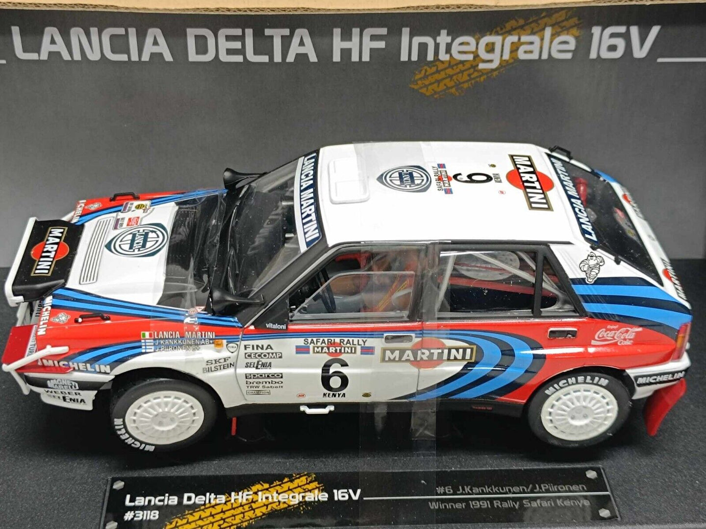 Lancia Delta HF Integrale 16v Winner 1991 Safari Kenya Kankkunen Sun Star 1:18