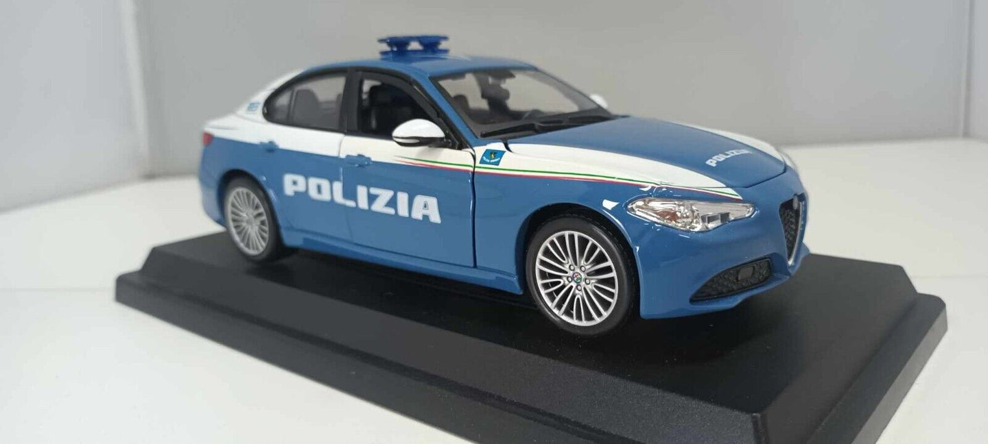 Alfa Romeo Giulia Polizia Italiana Burago Security Team 1:24 Usato + Box GM Shop