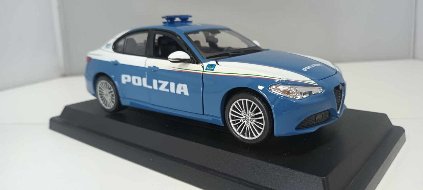 Alfa Romeo Giulia Polizia Italiana Burago Security Team 1:24 Usato + Box GM Shop