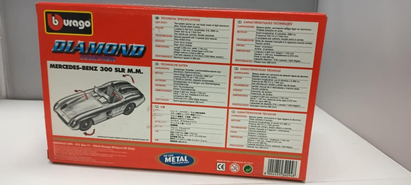 Mercedes - Benz 300 SLR M.M. #722 Burago Bburago 1:18 Made in Italy Usato 1/18