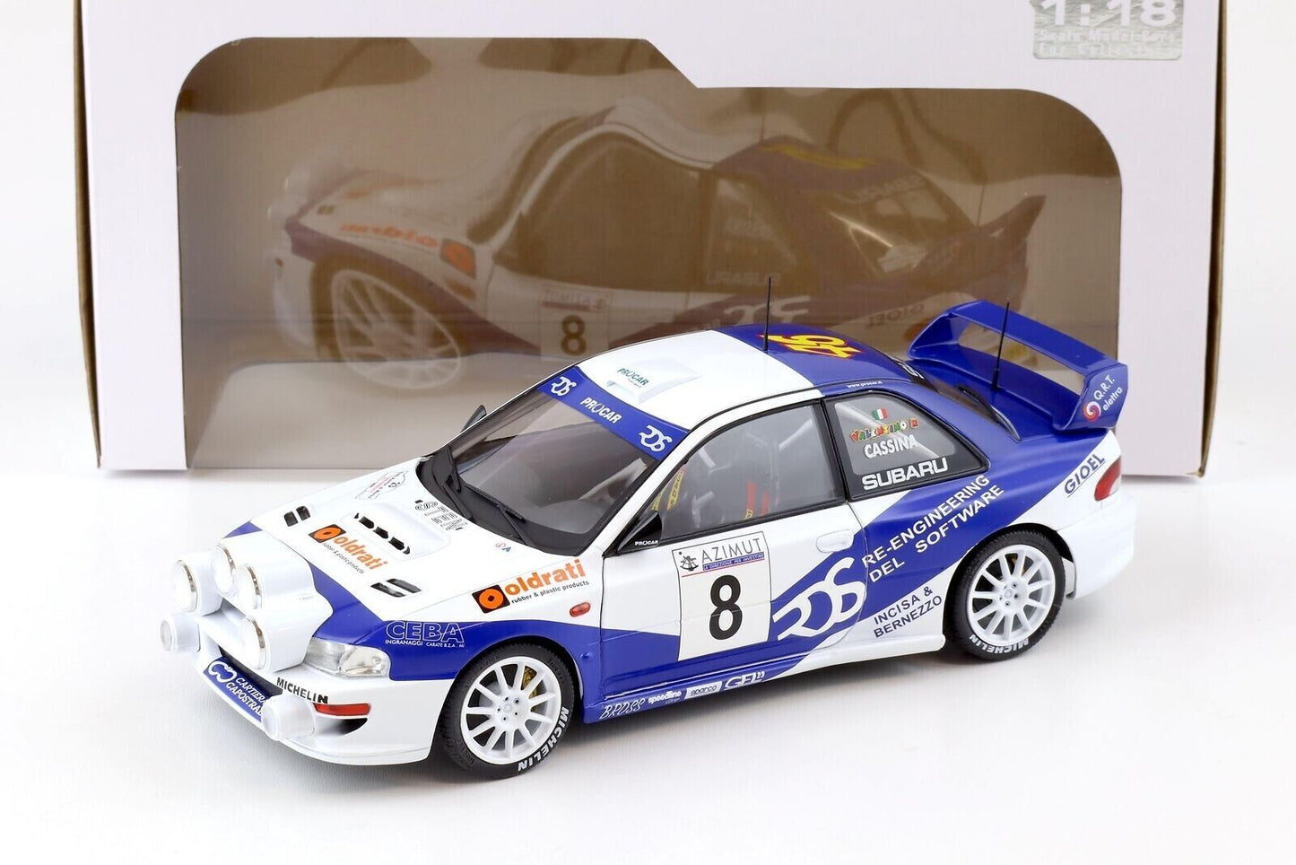 Subaru impreza s5 wrc rally azimut di monza 2000 v.rossi solido 1:18