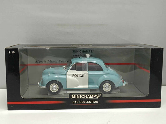 Morris Minor Police Polizia Blue White Minichamps 1:18 Usato + Box