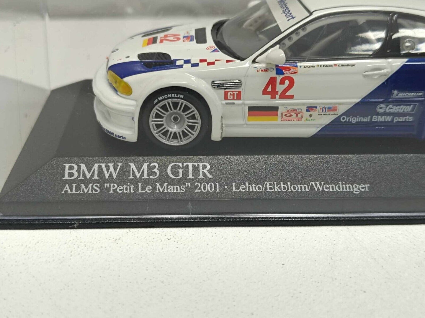 BMW M3 GTR ALMS Petit Le Mans 2001 #42 Limited 2.016 Pz Minichamps 1:43 Usato