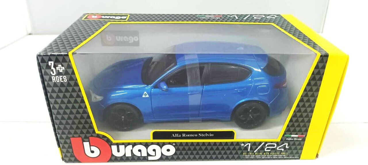 Alfa Romeo Stelvio Quadrifoglio Burago 1:24 Blu Misano Nuovo