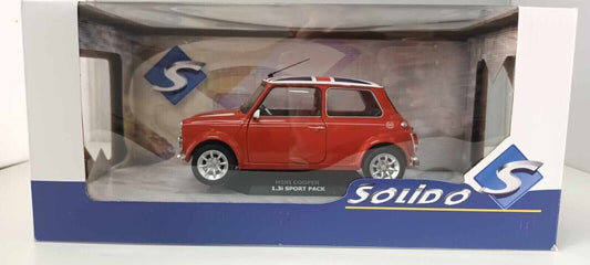 Mini Cooper Sport Pack 1.3i 1997 Solido 1/18 Redfire & Flag Bandiera UK Rosso