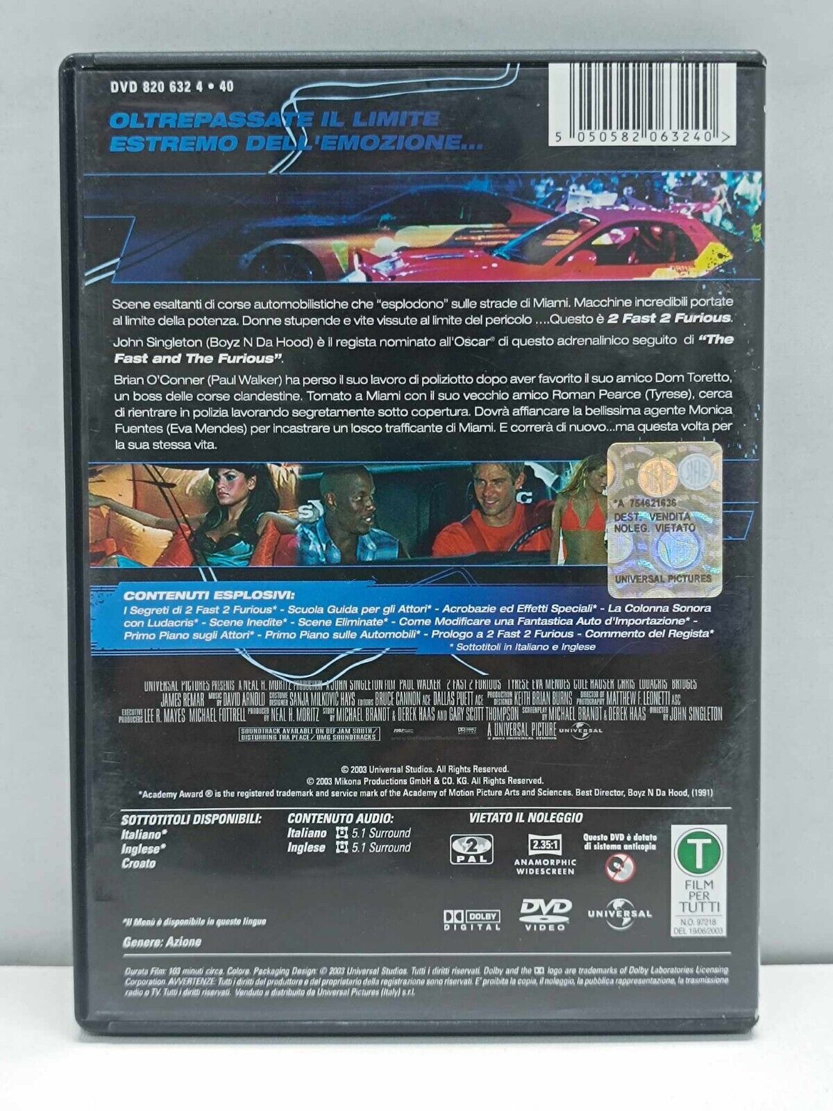 Lotto Fast And Furious 1 - 5 DVD Usato 5 Film Italiano Ita