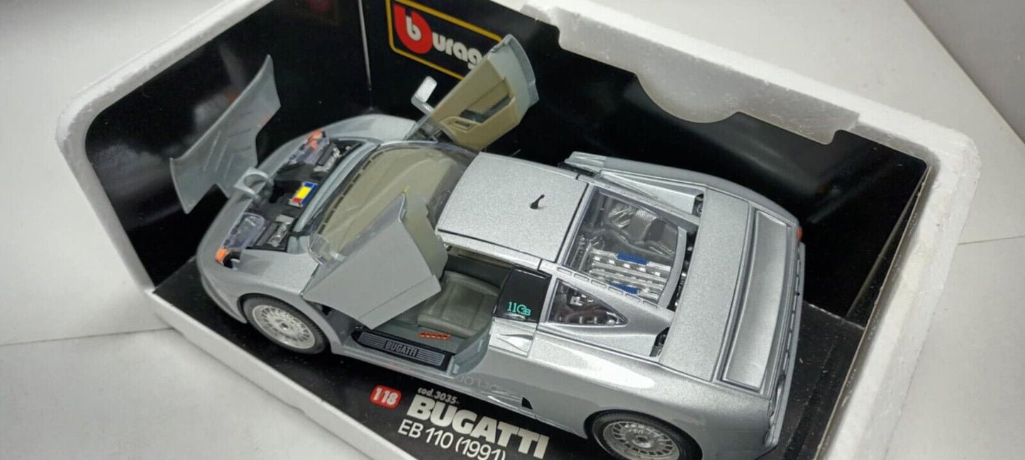 Bugatti EB 110 - 1991 SIlver Burago Bburago 1:18 Made in Italy 1/18