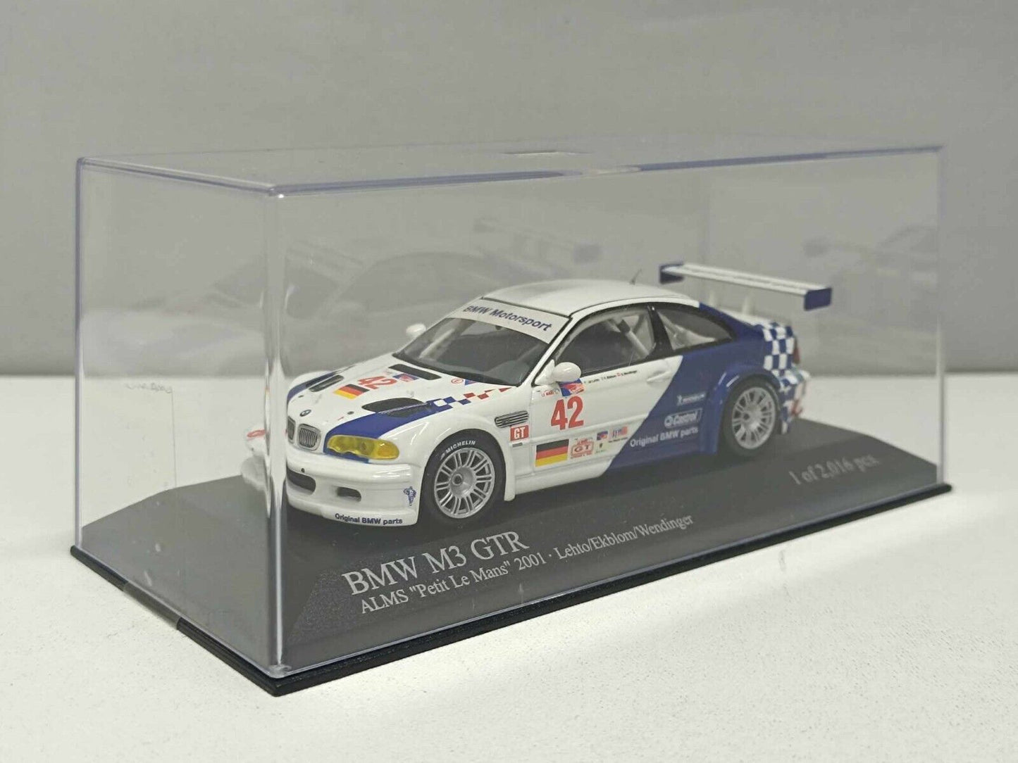 BMW M3 GTR ALMS Petit Le Mans 2001 #42 Limited 2.016 Pz Minichamps 1:43 Usato