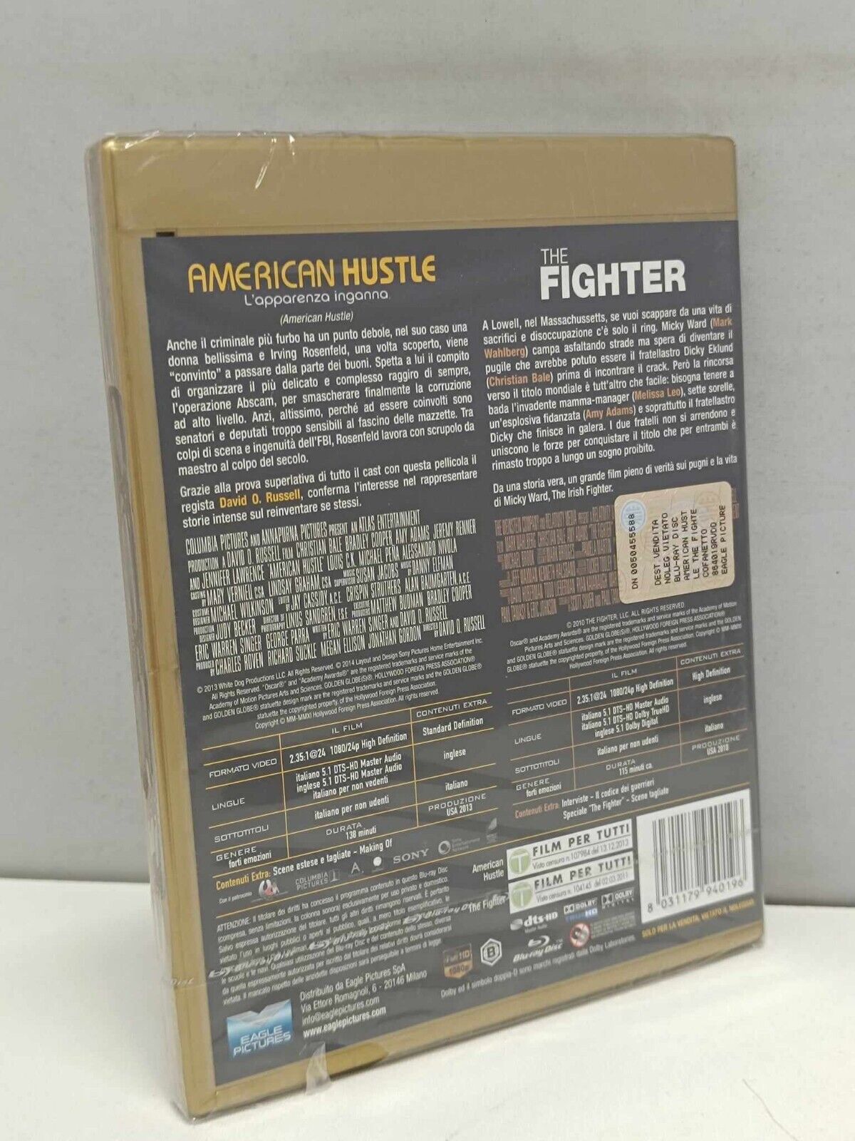 American Hustle + The Fighter Film Bluray Italiano Ita Nuovo 2 Dischi Limited