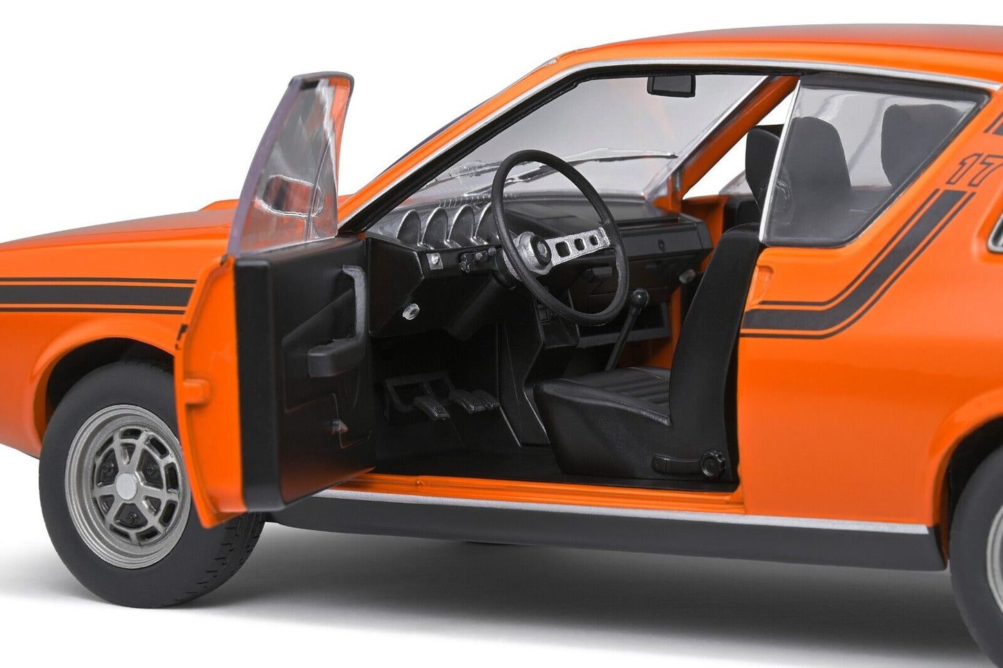 Renault 17 TL 1974 Arancione Orange 331 Strisce Nere Black Strips Solido 1:18