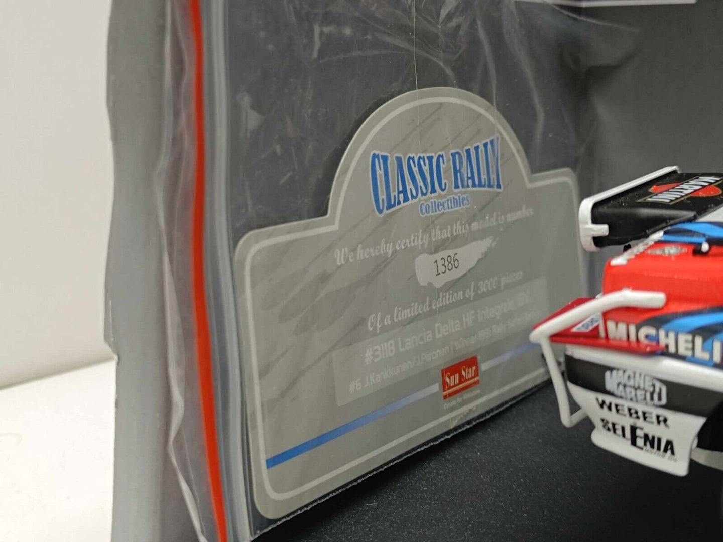 Lancia Delta HF Integrale 16v Winner 1991 Safari Kenya Kankkunen Sun Star 1:18