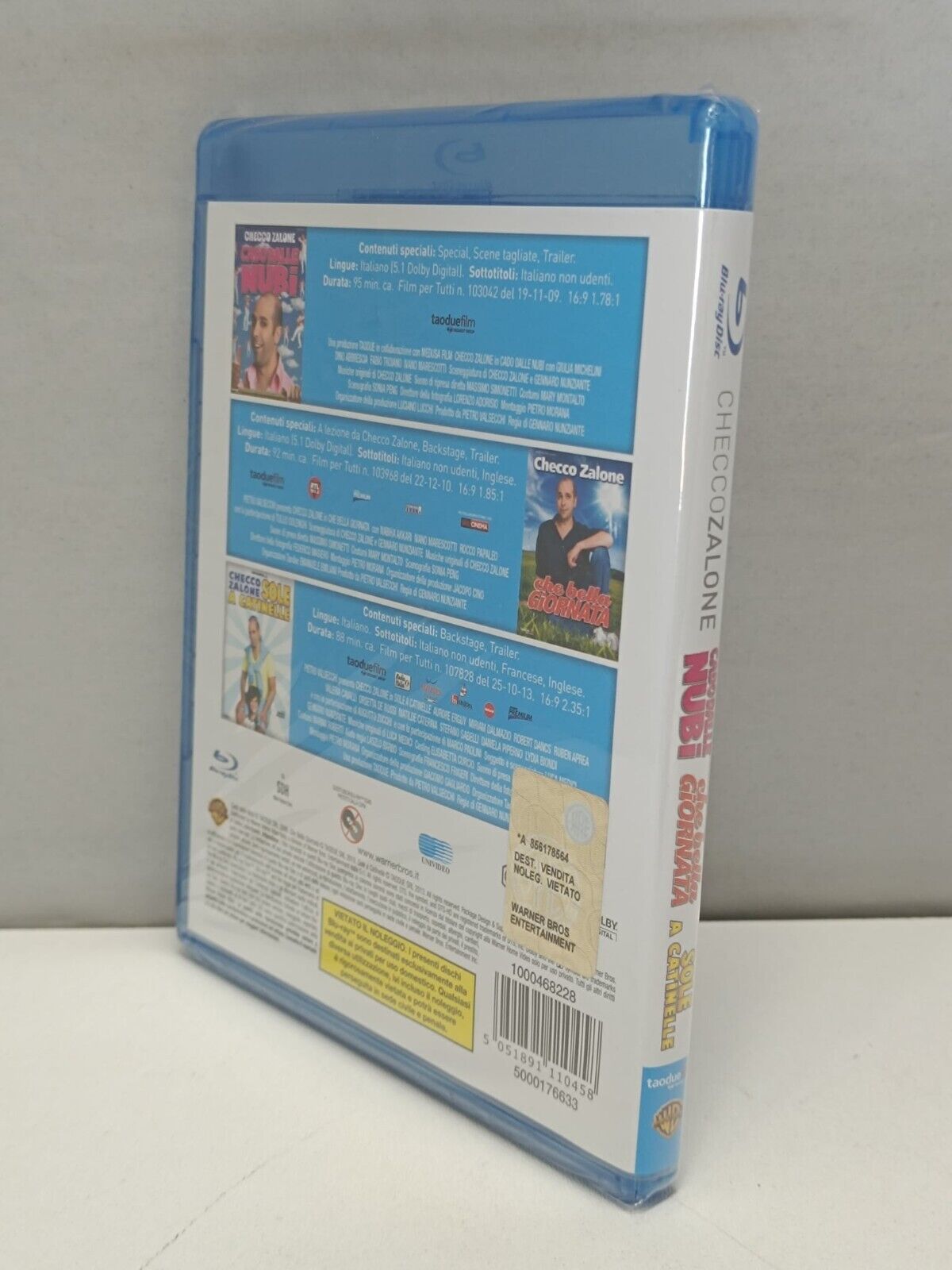 Cado Dalle Nubi + Che Bella Giornata + Sole A Catinelle Bluray Nuovo Zalone