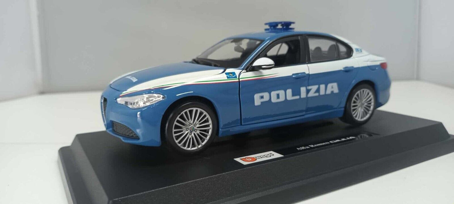 Alfa Romeo Giulia Polizia Italiana Burago Security Team 1:24 Usato + Box GM Shop