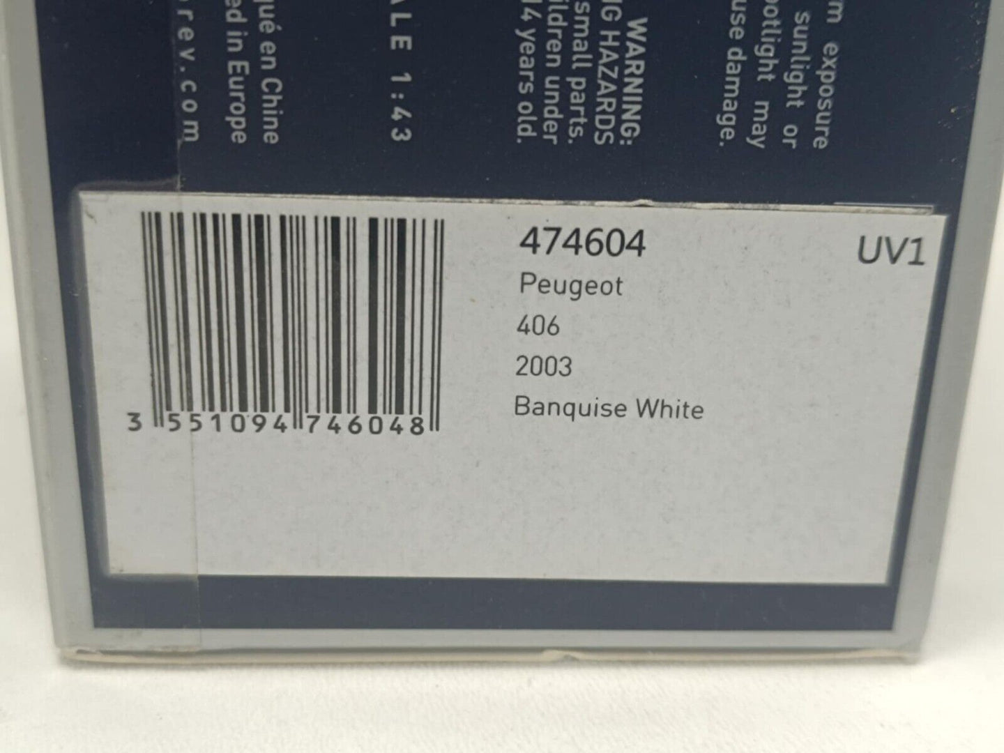 Peugeot 406 Banquise White Bianco 2003 Norev 1:43 Usato + Box Rare Rara 474604