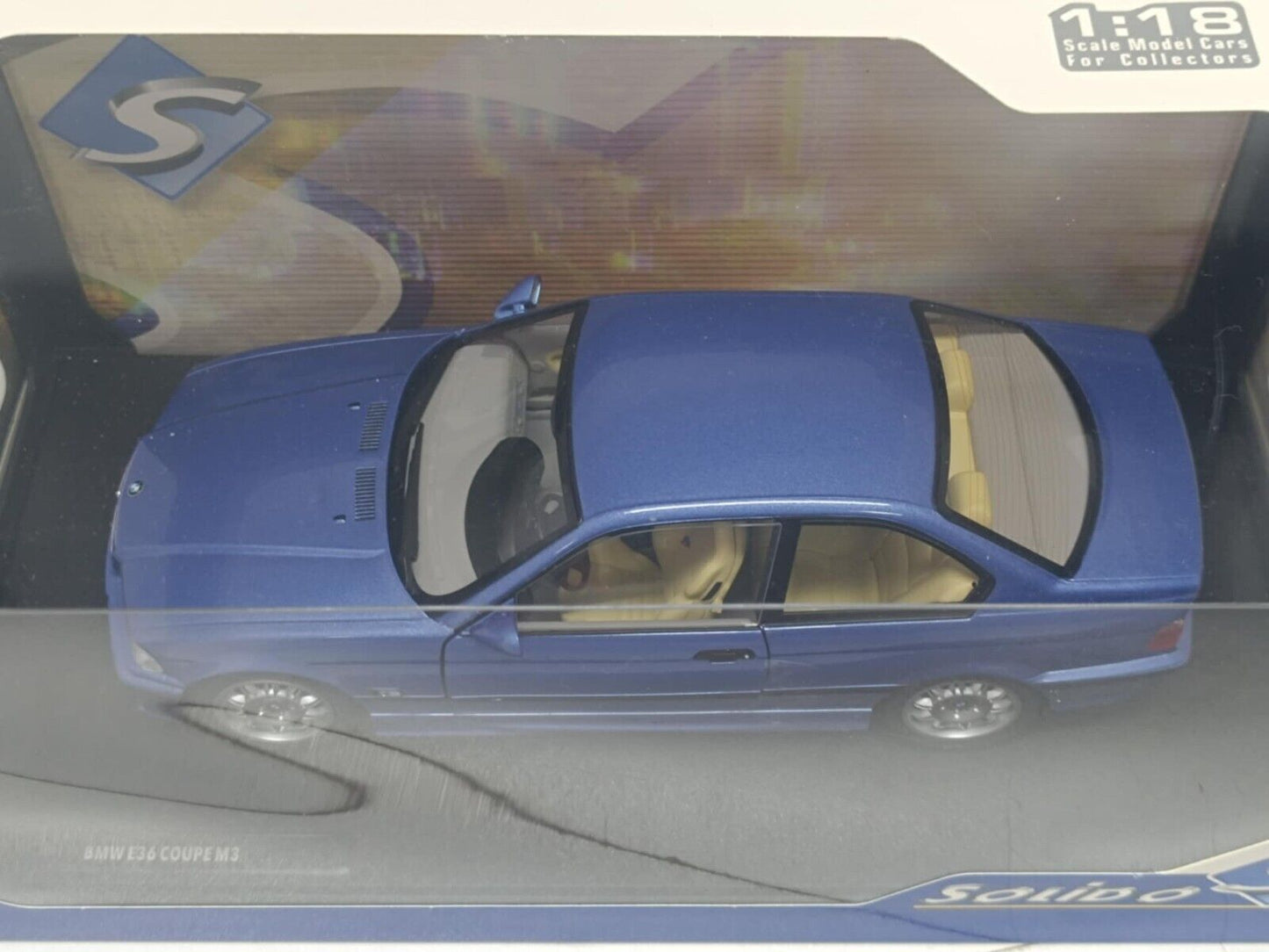 BMW E36 E 36 Coupé M3 Blue Blu Estoril 1990 Solido 1:18 Nuovo 1/18