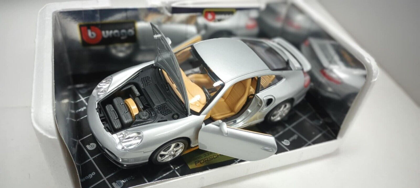 Porsche 911 Turbo 1999 Silver Burago Bburago 1:18 Made in Italy Usato 1/18