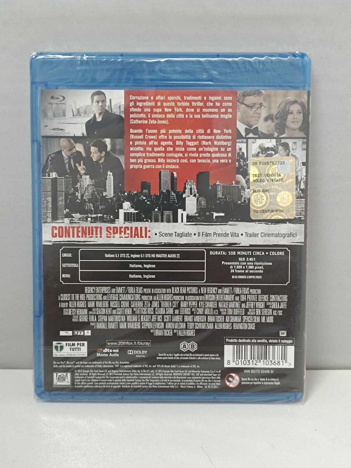 Broken City Film Bluray Blu-ray Italiano Nuovo Russel Crowe Mark Wahlberg