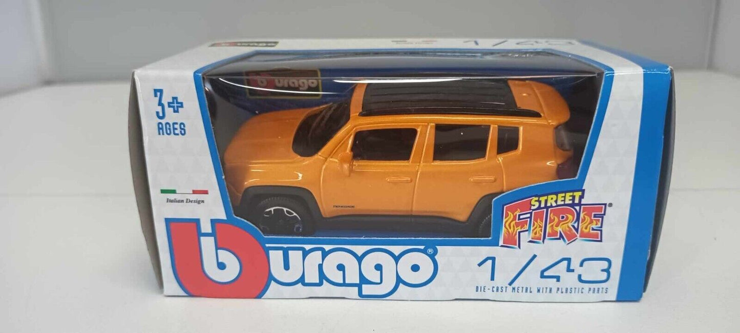 Jeep Renegade Burago Street Fire 1:43 Arancione Orange Nuovo