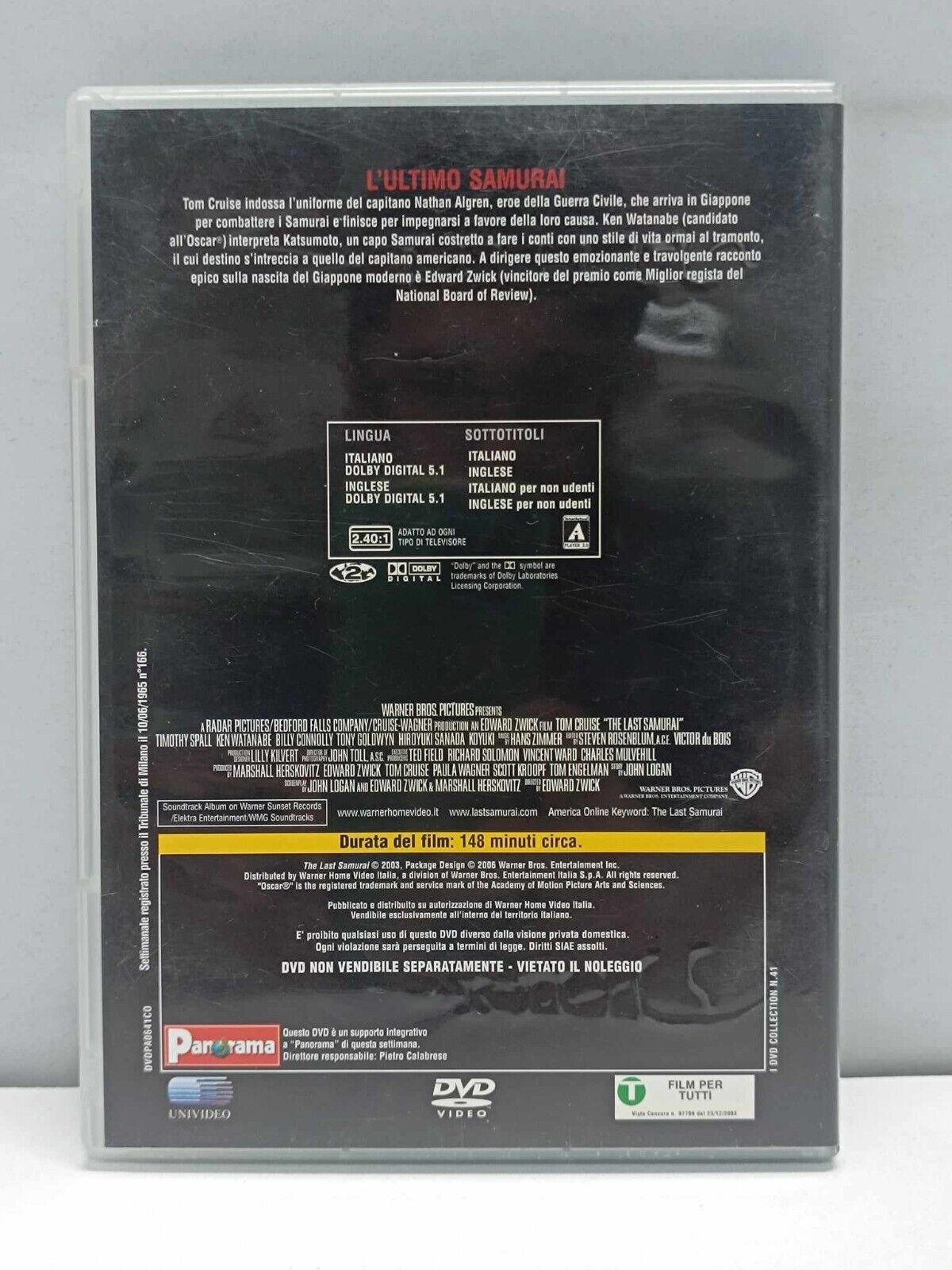 L'ultimo Samurai Film DVD Italiano Ita Usato Tom Cruise Raccolta Miti E Leggende